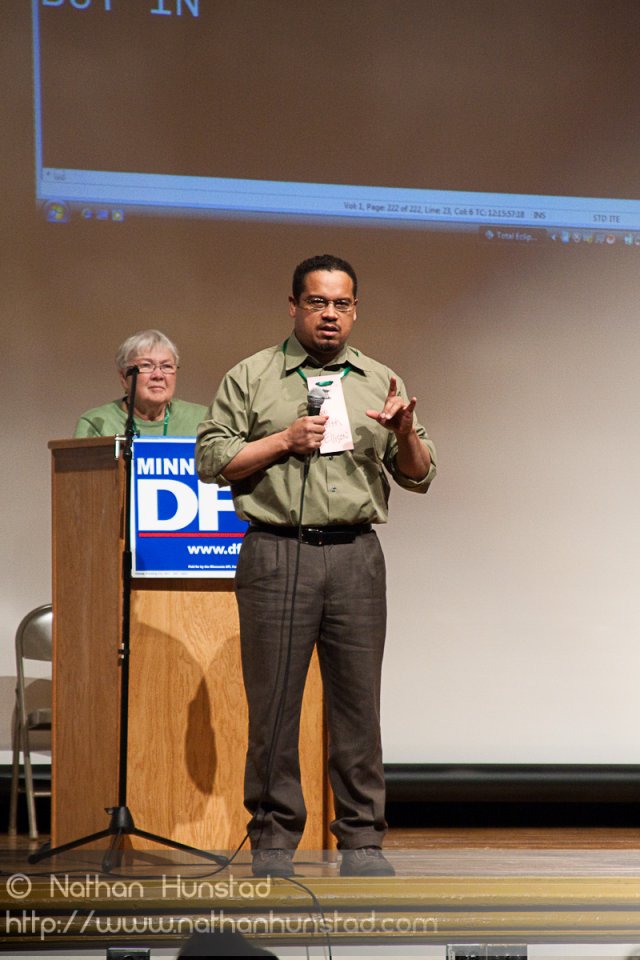 Congressman Keith Ellison talks at the SD59 convention